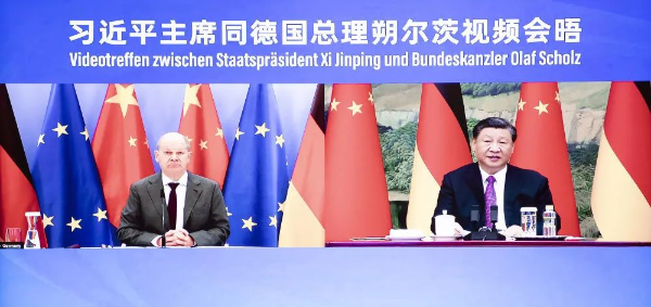 习近平同德国总理朔尔茨举行视频会晤 习近平同德国总理朔尔茨举行视频会晤
